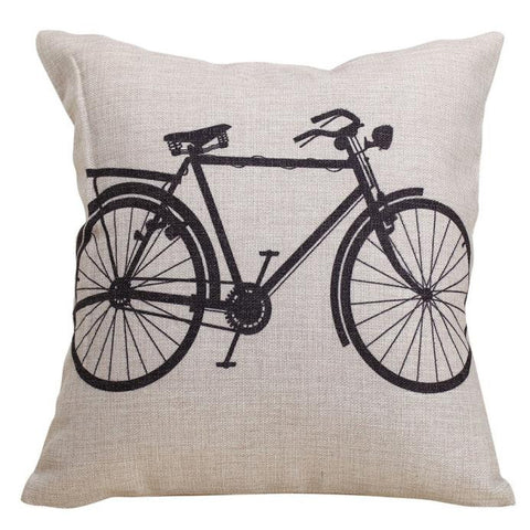 Bicycle Decorative Linen Cloth Pillow Cover Cushion Case 18 x 18 Inch